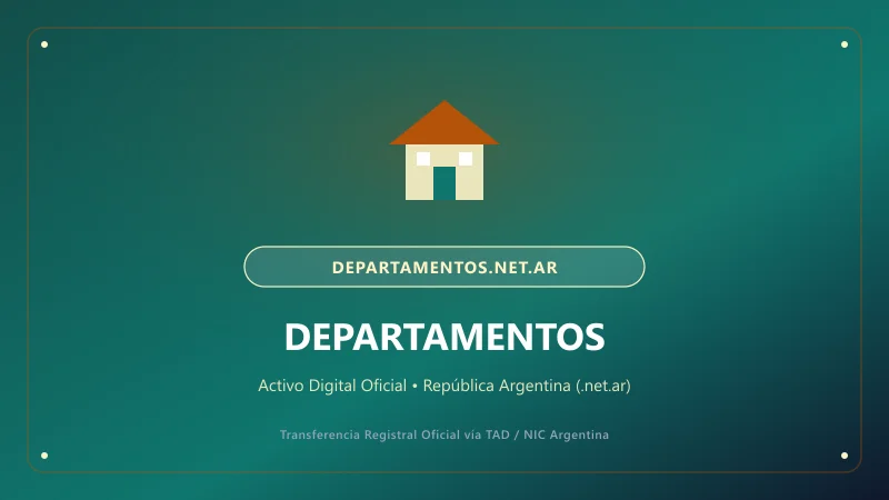 Identidad visual y presentación comercial del nombre de dominio departamentos.net.ar en venta